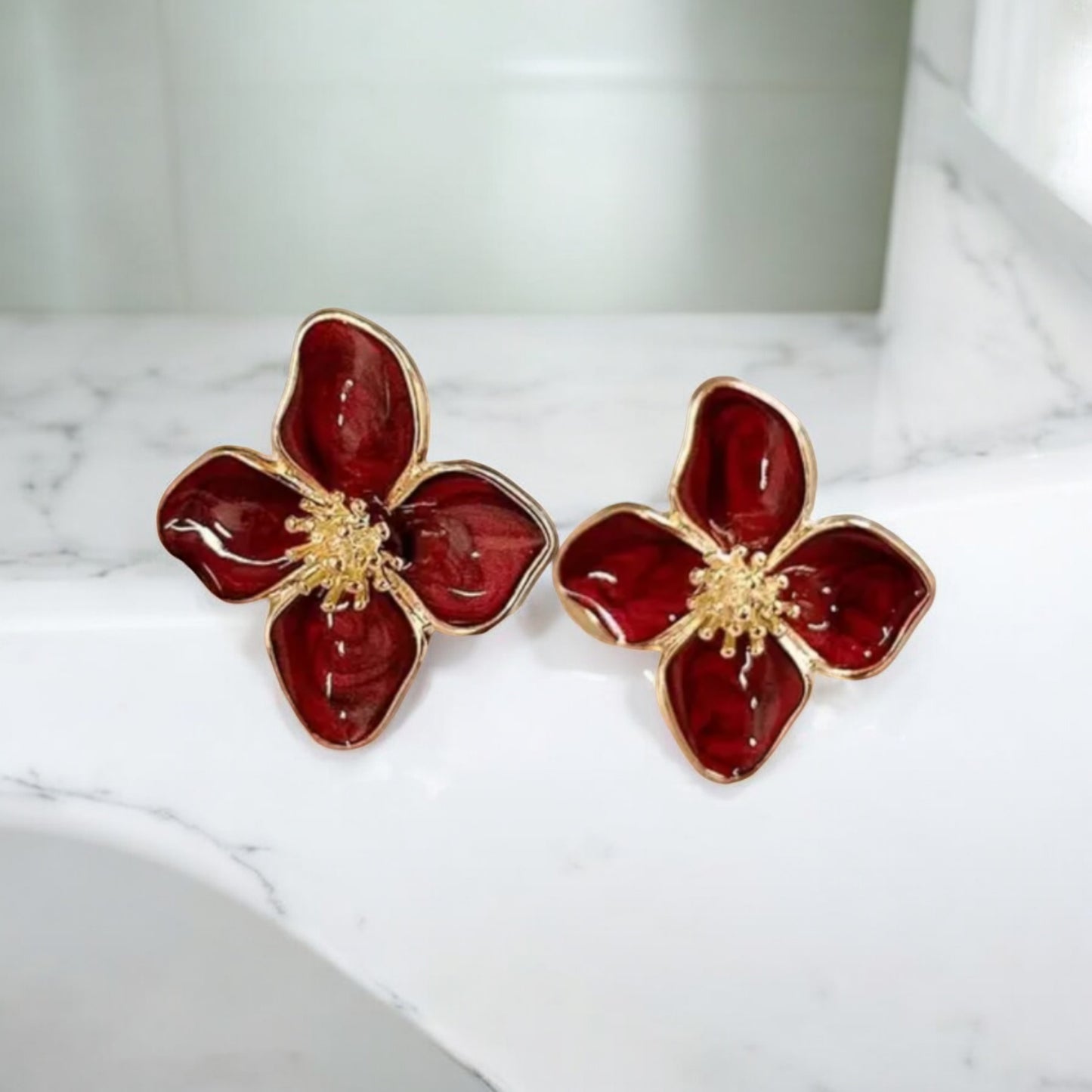 Red Petal earrings